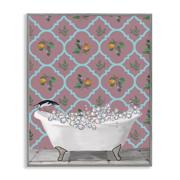 Stupell Industries Eclectic Penguin Jumping in Tub Gray Framed Giclee Art, 16 x 20, by Amelia Noyes