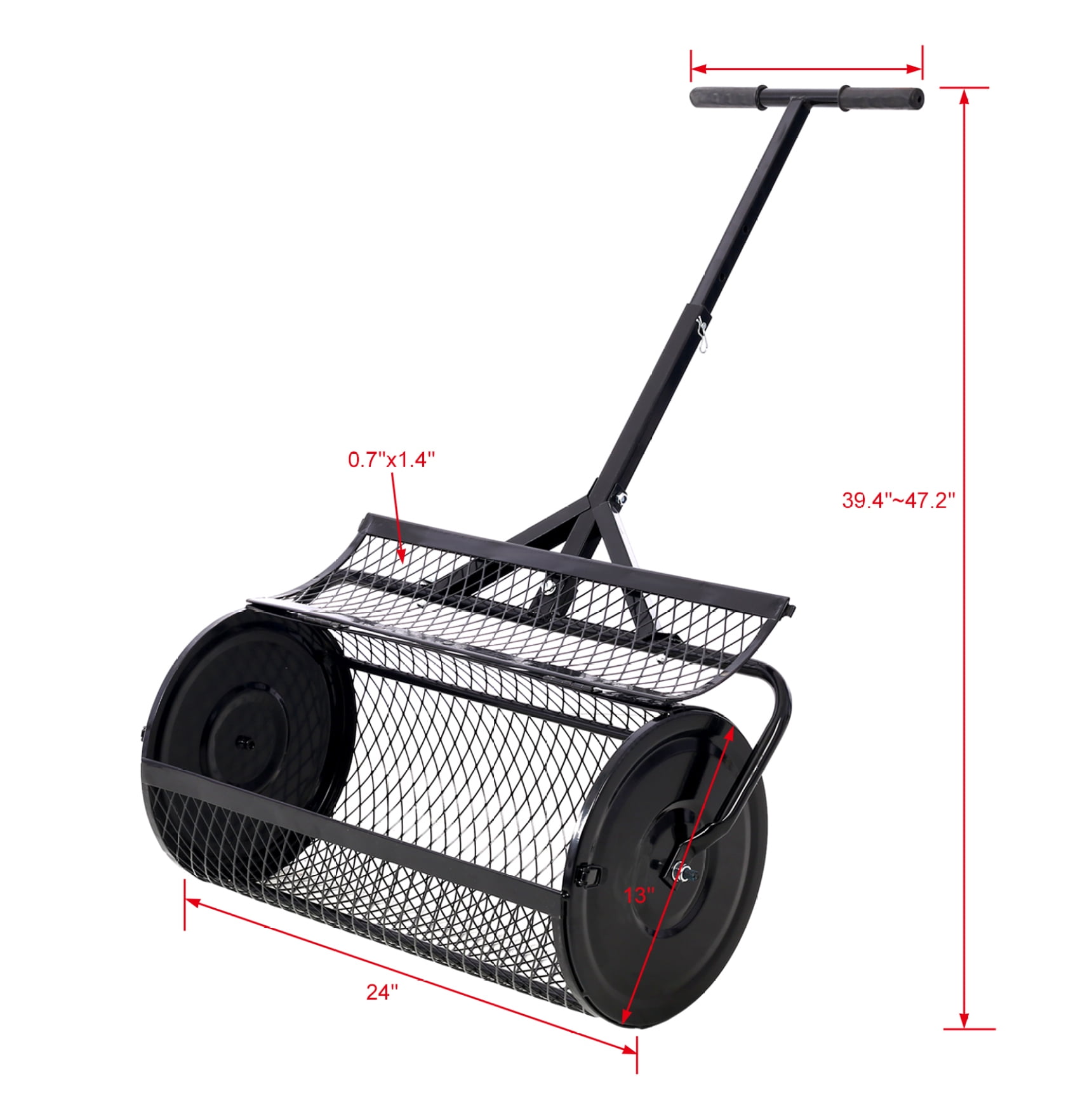 Peat Moss Spreader 24 inch Compost Spreader Metal Mesh T-Handle Lawn Care