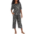 thumbnail image 2 of DKNY Women's Elastic Waistband Capri & Short Sleeve Pajama Set (Black Tie Dye, XL), 2 of 5