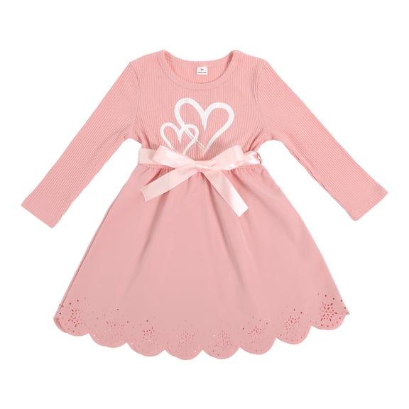 Actgleam Toddler Girls Long Sleeve Dress A-Line Formal Dresses for Girl,Pink,5Year