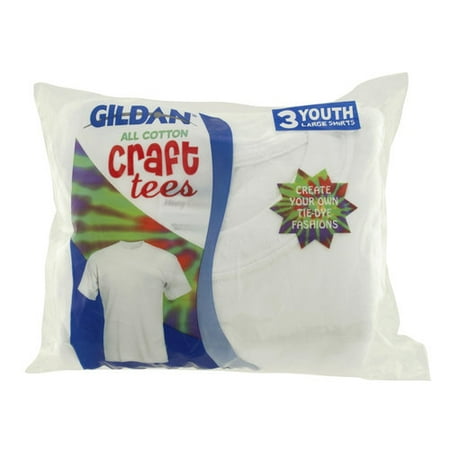 Gildan Youth Large White Short Sleeve Crew T-Shirt, 1 Each