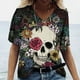 thumbnail image 1 of Camiseta Vintage con estampado 3D de calavera para mujer, blusas con cuello en V, Jersey informal de manga corta, Tops de gran tamaño, ropa Harajuku, camisetas de verano, 1 of 3