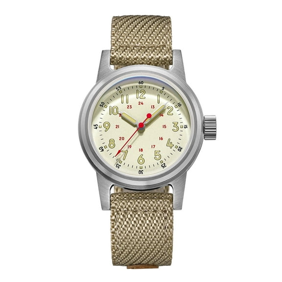 ADDIESDIVE Men's Watch Vintage Military Automatic Watch, 36mm Small Case, NH35A Movement, 200m Waterproof, Nylon Strap - AD2076