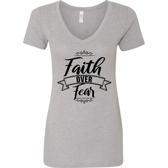 Inktastic Cancer Awareness Faith over Fear Women's V-Neck T-Shirt
