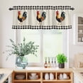 thumbnail image 5 of 3 Piece Kitchen Curtains and Valances Set Black White Plaid Rooster Cafe Curtains 36 Inch Length Vintage Farmhouse Checkered Rustic Valance & Tier Curtain for Living Room Bedroom 54"x18"+27"x36"*2, 5 of 6