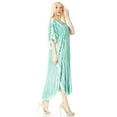 thumbnail image 4 of Sakkas Maitte Women's V neck Caftan Dress Cover-up Beach Print Kaftan Long Boho - 1031-Seagreen - One Size, 4 of 5
