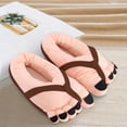 thumbnail image 4 of Big Toe Shoes, Funny Cartoon Cotton Slippers Toe Shoes, Warm Soft Slippers, Male Female Winter Cartoon Funny Indoor Warm Shoes - 11.8 x 11 inch (Coffee Color, 1 pair), 4 of 5