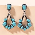thumbnail image 2 of Mightlink 1 Pair Women Earrings Hollow Waterdrop Shape Faux Turquoise Anti-allergy Lightweight Ear Decoration Jewelry Prom Cocktail Party Hanging Earrings Dangle Earrings, 2 of 6