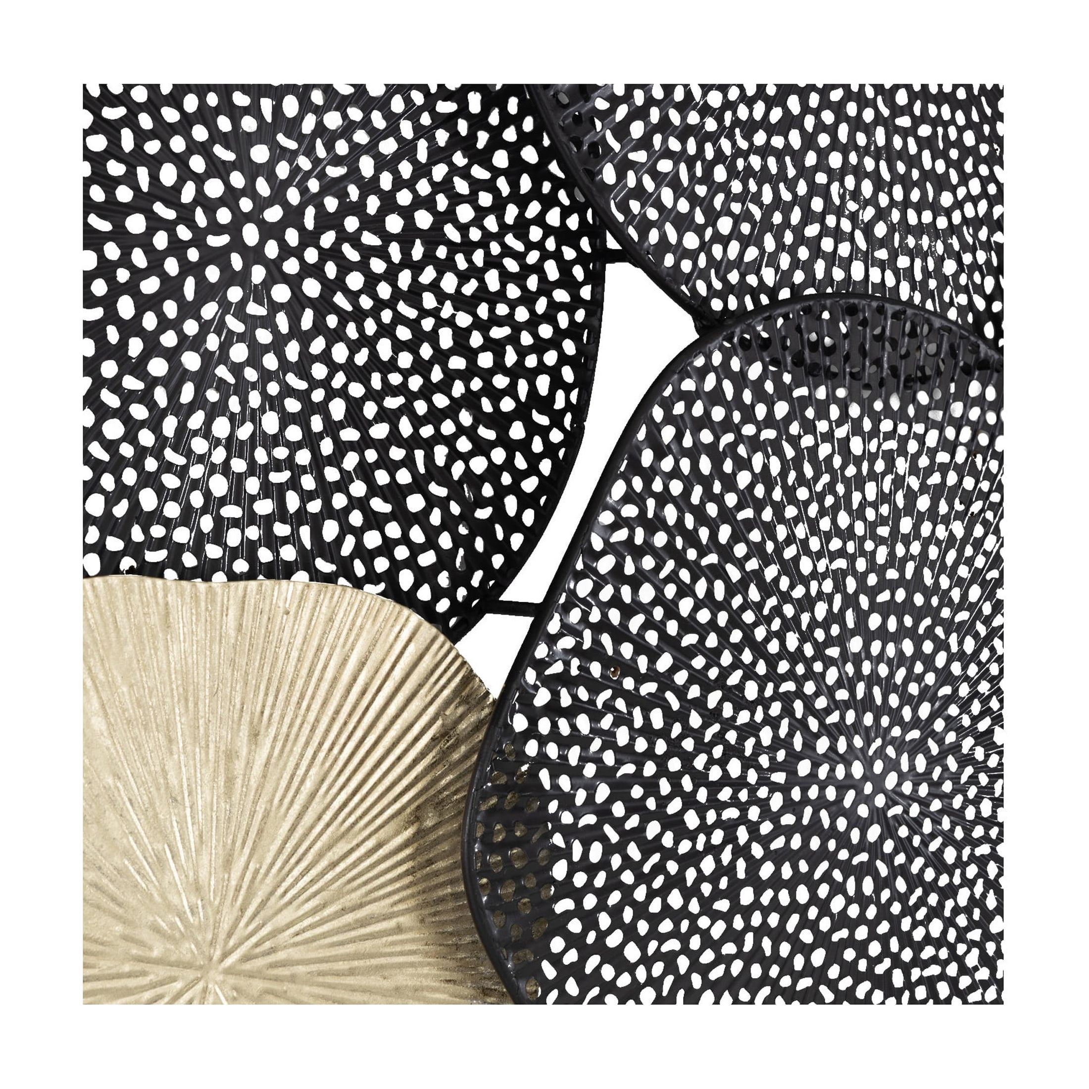 DecMode Gold Metal Overlapping Disk Sunburst Wall Decor with Black Accents