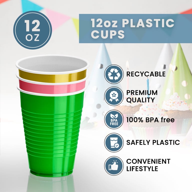 DecorRack Party Reusable Disposable Plastic Cups, 12 fl oz, Silver, 40 Count, Size: 40 ct, Gray