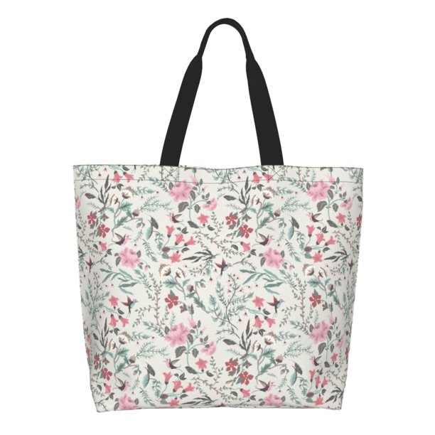 Balery Fairy Floral Bolsa Tote Estilo Estético con Cremalleras, Bolsa de Hombro, Bolsa de Compras Grande y Plegable