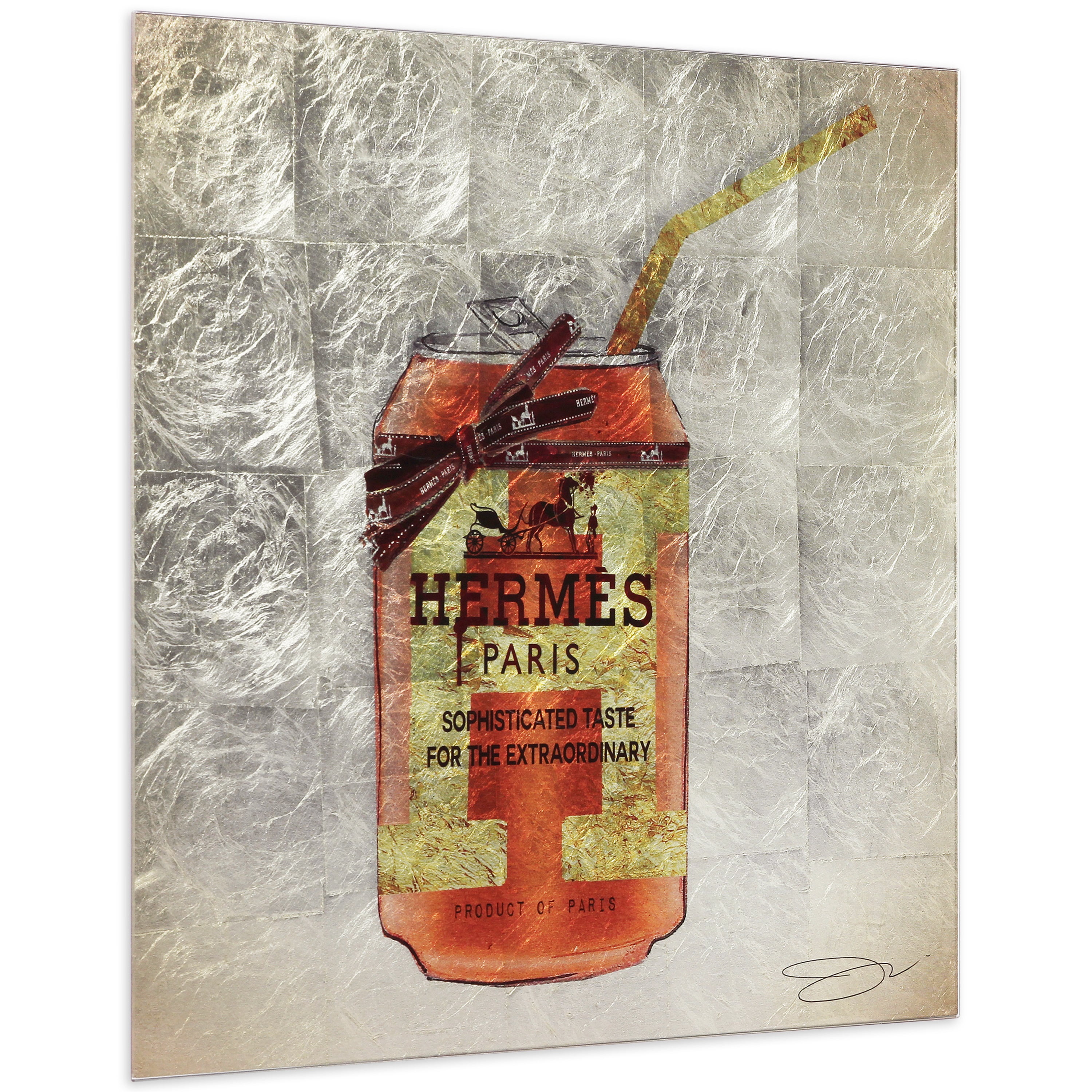 "Sip Designer" Reverse Printed Tempered Glass with Silver Leaf