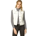 thumbnail image 3 of Unique Bargains Women's Turn Down Collar Button Denim Washed Vest, 3 of 4