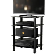 FITUEYES 4-Tier Media Stand/TV Shelf/Audio Cabinet and Media Towers,110LBS Capacity