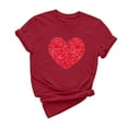 thumbnail image 1 of Dealovy T-Shirts pour Femmes à Manches Courtes, Col Rond, Mignon Cœur Imprimé, Couleur Unie, Décontracté, Été, T-Shirts Simples, 1 of 6
