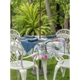 thumbnail image 3 of Outdoor Tablecloth with Umbrella Hole for Patio/Picnic/Party/Camping, Spring Waterproof Table Cloth Round Cover Washable, Bicycles Botanical Leaves Rose Colorful Stripes (Dia 60"), 3 of 8