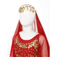 thumbnail image 4 of TiaoBug Kids Girls Belly Dance Outfits Halter Top Harem Pants Indian Carnival All Set Red 11-12, 4 of 7