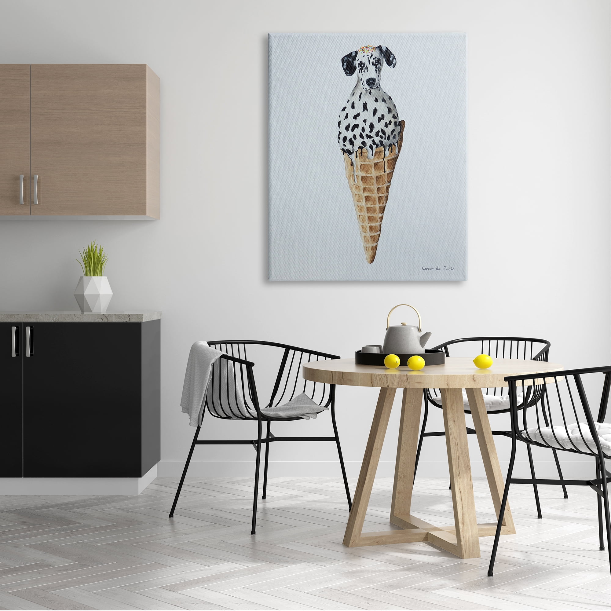 Stupell Industries Dalmation Dog Ice Cream Scoop Waffle Cone , 36 x 48, Design by Coco de Paris