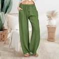 thumbnail image 2 of EDFBUYKRS Female Women Pants Casual Wide Leg Sweatpants Women Tall 34 Inseam Women Linen Casual Pants Summer Wide Leg Loose Drawstring High Waist Wide Leg Pants with Pockets M, 2 of 4
