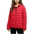 thumbnail image 2 of gbyLJF Womens Lightweight Hooded Down Jackets Solid Color Long Sleeve Quilted Puffer Coats Casual Full Zip Blouse with Pockets Winter Outwear, 2 of 5