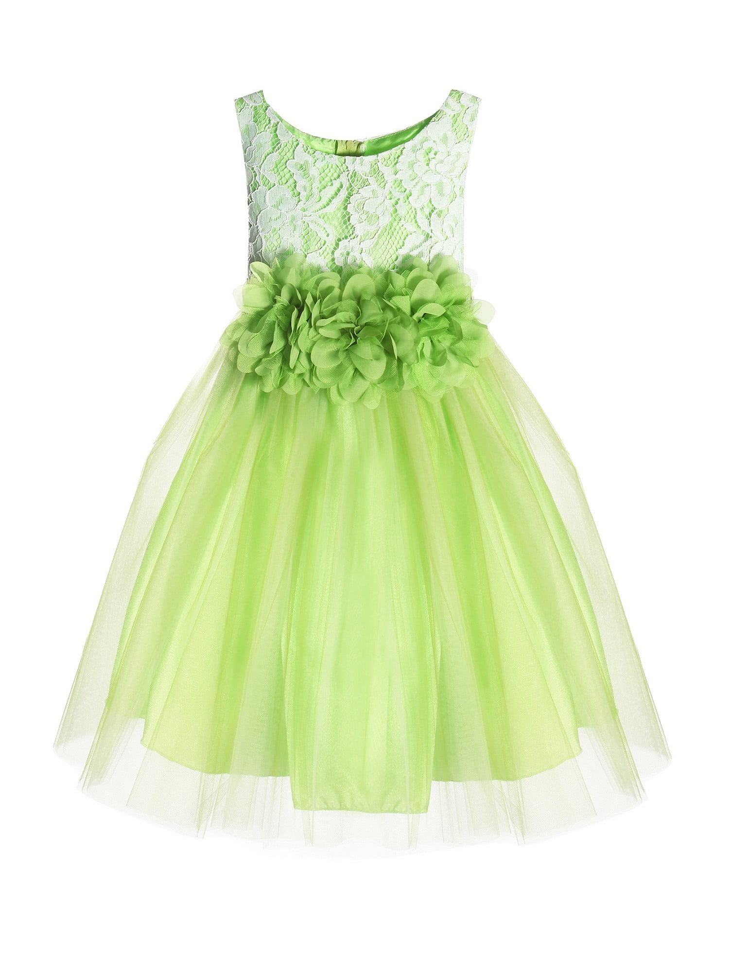 girls green floral dress