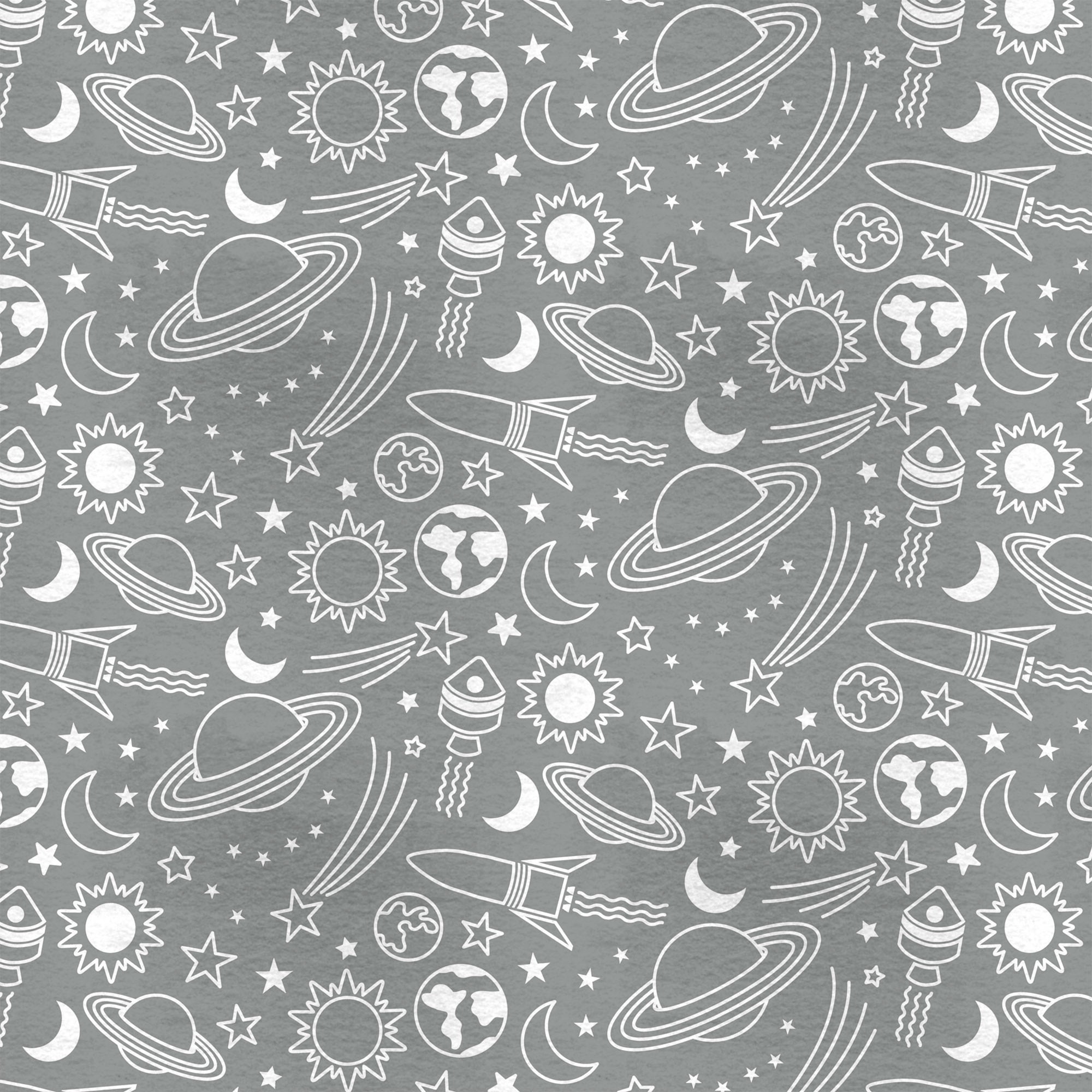 Mainstays 58' x 1.5 yd 100% Polyester Lux Anti-pill Fleece Doodle Galaxy Sewing & Craft Fabric Precut, Gray