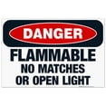 thumbnail image 1 of Flammable No Matches Or Open Light Sign, OSHA Danger Sign, 24x36 Corrugated Plastic, 1 of 7
