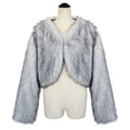 thumbnail image 5 of Yokua Womens Thicken Coat Plush Coat Cropped Long Sleeve Lapel Fuzzy Winter Warm Outerwear, 5 of 13