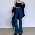 thumbnail image 4 of JDEFEG Womens Tall Pants Women's Vintage Flare Jeans Pants Bell Bottom High Waisted Fitted Slight Destroyed Retro Wide Leg Denim Pants Jean Trousers Women Jean Lace Jacket Denim Blue M, 4 of 7