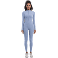 thumbnail image 2 of Women’s One-Piece Jumpsuit Full-Length Long Sleeve Zip Front Slim Fit Stretchy Active Bodysuit Yoga Workout Gym Training Athleisure Lounge Wear Soft Lightweight Trendy Essentials, 2 of 12