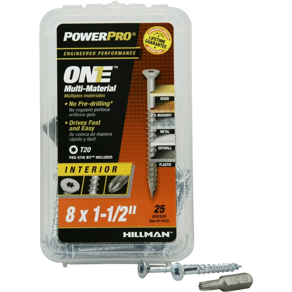 Power Pro One Interior FlatHead MultiMaterial Screws (8 x 11/2