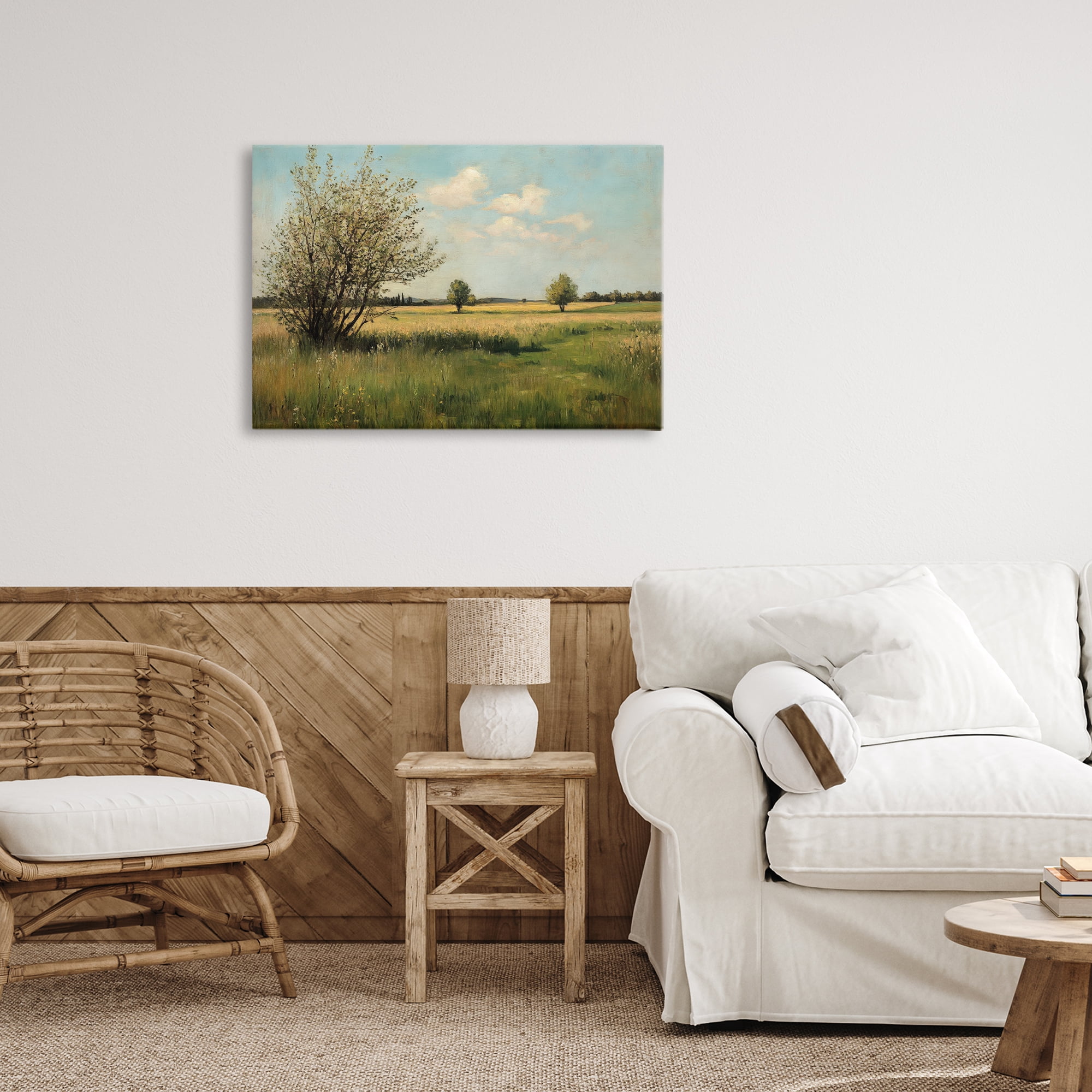 Stupell Industries Peaceful Meadow Under Serene Sky Canvas Wall Art, design by Petal Prints Design