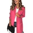 thumbnail image 2 of Ladies Workoffice Blazer Solid Color Fitted Suit Button Down Fashion Jacket Single Breasted Blouse Lapel Notched Elegant Cardigan Mid Length Leisure Outwear, 2 of 6