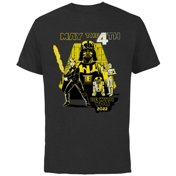 Star Wars Luke Darth Droids May the 4th Be With You 2022 - Short Sleeve Cotton T-Shirt for Adults - Customized-Black