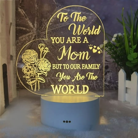 

Gnmfd Mother s Day Gift-LED Acrylic 3D Mother s Day Greeting Gift Light Acrylic Greeting Mother s Day Gift Atmosphere Light (White Warm Light) White