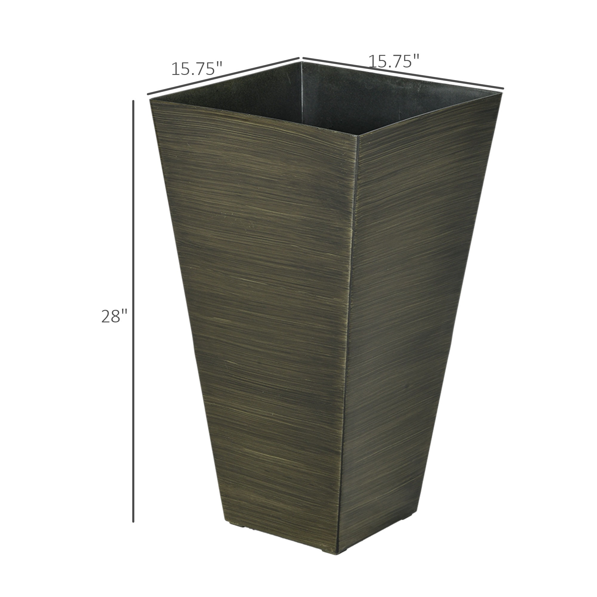 Outsunny Set of 3 Tall Outdoor Planters w/ Drainage Holes, Dark Brown