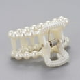 thumbnail image 3 of Plastic Claw Hair Clips with Imitation Pearl Beads and Iron Findings White 28x39.5x26.5mm Small Half Round Hair Accessories White DIY, 3 of 3