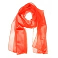 thumbnail image 3 of NYFASHION101 Women's Versatile Satin Striped Sheer Chiffon Scarf Headwear - Orange, 3 of 4