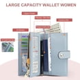 thumbnail image 2 of Billetera yiijay de piel vegana con bloqueo RFID para mujer, triple pliegue, 2 of 6