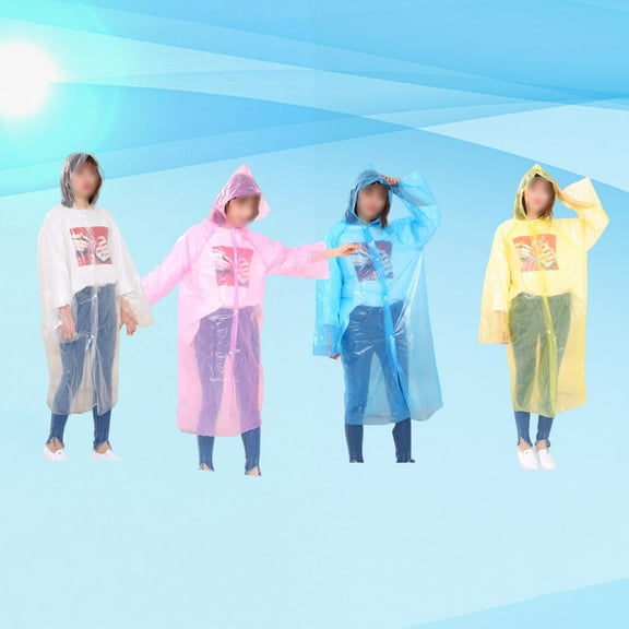 HEMOTON 4-Pack Disposable Rain Ponchos for Adults and Kids, Lightweight Raincoat for Men and Women Outdoor Use