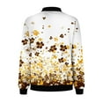 thumbnail image 4 of QATAINLAV Plus Size Jackets for Women Fashion Floral Casual Lightweight Windbreaker Fall Zip Up Stand Collar Cropped Bomber Jacket with Pockets, Yellow, XXXXXL, 4 of 6