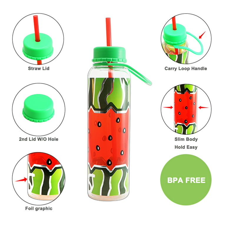 Oldley 17 oz Kids Water Bottle with Straw Lid BPA-Free Reusable