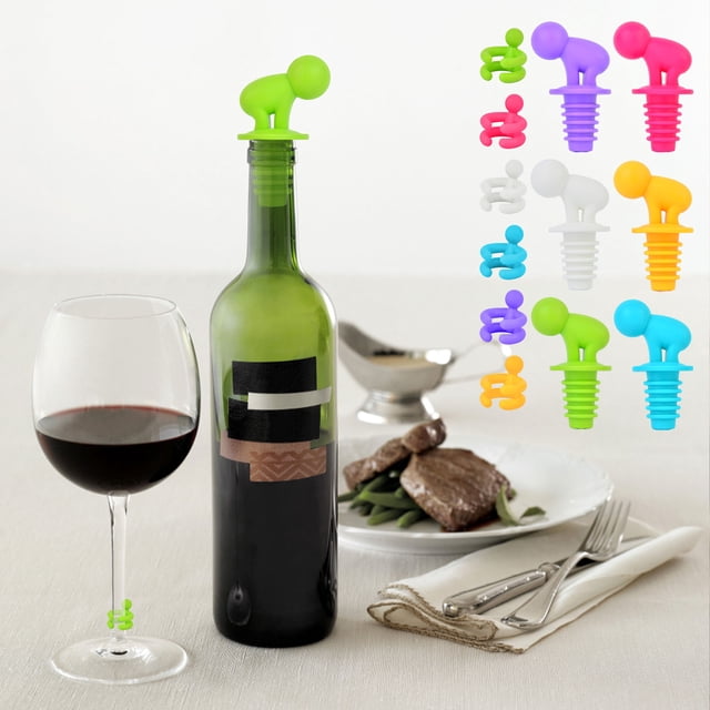 Fiudx Juego de Tapones para Vino de Uva, Cubrepatas Multicolor, Diseño Práctico y Práctico, Fácil de Identificar, Regalo para Amantes Del Vino, Juego de 7 Piezas, Selección de Colores Aleatorios.