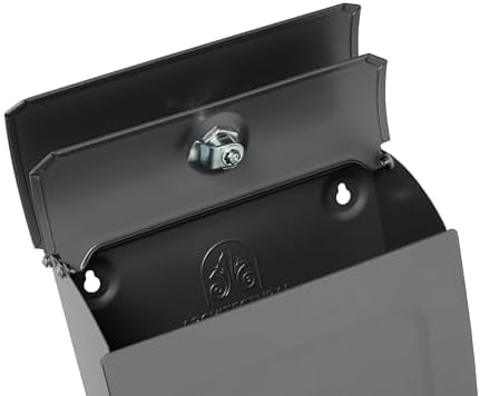 Aspen™ Locking, Vertical Wall-Mounted Mailbox for Outside, Modern Metal Galvanized Steel Small Mail Box with Lock and Key Drop Box, Graphite