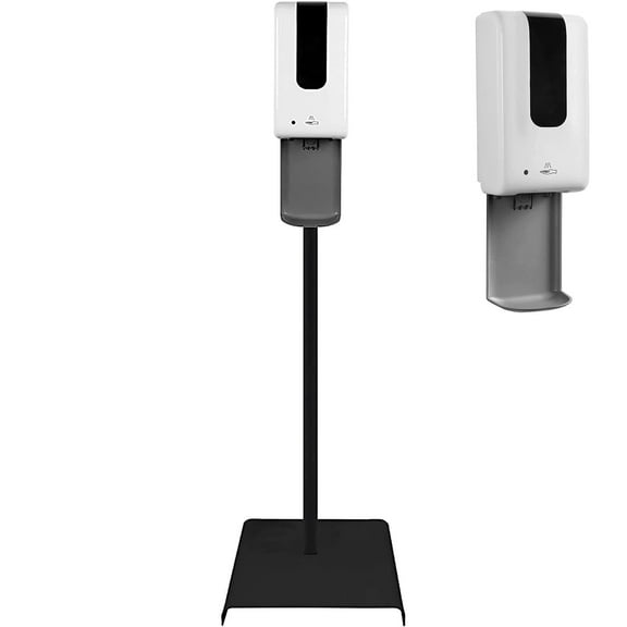 Touchless Hand Sanitizer Dispenser | Sanitizing Station with Drip Catcher, Refillable Bottle, and Sanitizer Stand | Hand Sanitizer Machines for Personal and Commercial Utility - White, Floor White