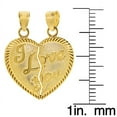 thumbnail image 3 of Dimaya Fine Jewelry 14K Yellow Gold Couple's 'I love You' Split Heart Pendant with 18" Chain Necklace, 3 of 6
