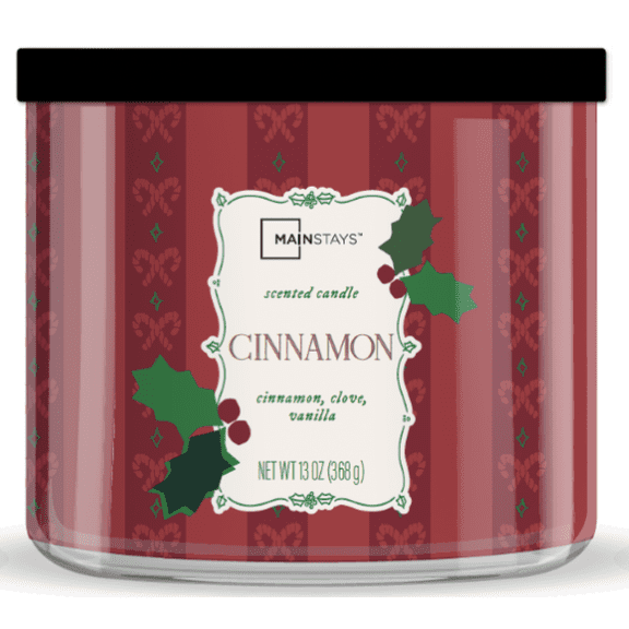Mainstays 3-Wick Holiday Candle Cinnamon Scent, 13-Ounce