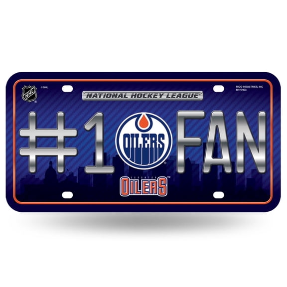 Edmonton Hockey Oilers #1 Fan Metal License Plate Tag - Number One! Let's Go!!