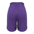 thumbnail image 5 of QIJUNTUO Women's High Waisted Cotton Linen Elastic Shorts With Pockets Summer Casual Comfort Lounge Athletic Five Point Pant Dark Blue, 5 of 5