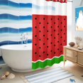 thumbnail image 4 of No Hook Shower Curtain with Built-in Rings - Abstract Summer Washable Waterproof Fabric Bathroom Curtains for Hotel,Rentals, Stall 36 X 72 Inch , Watermelon Polka Dot Green Red, 4 of 8